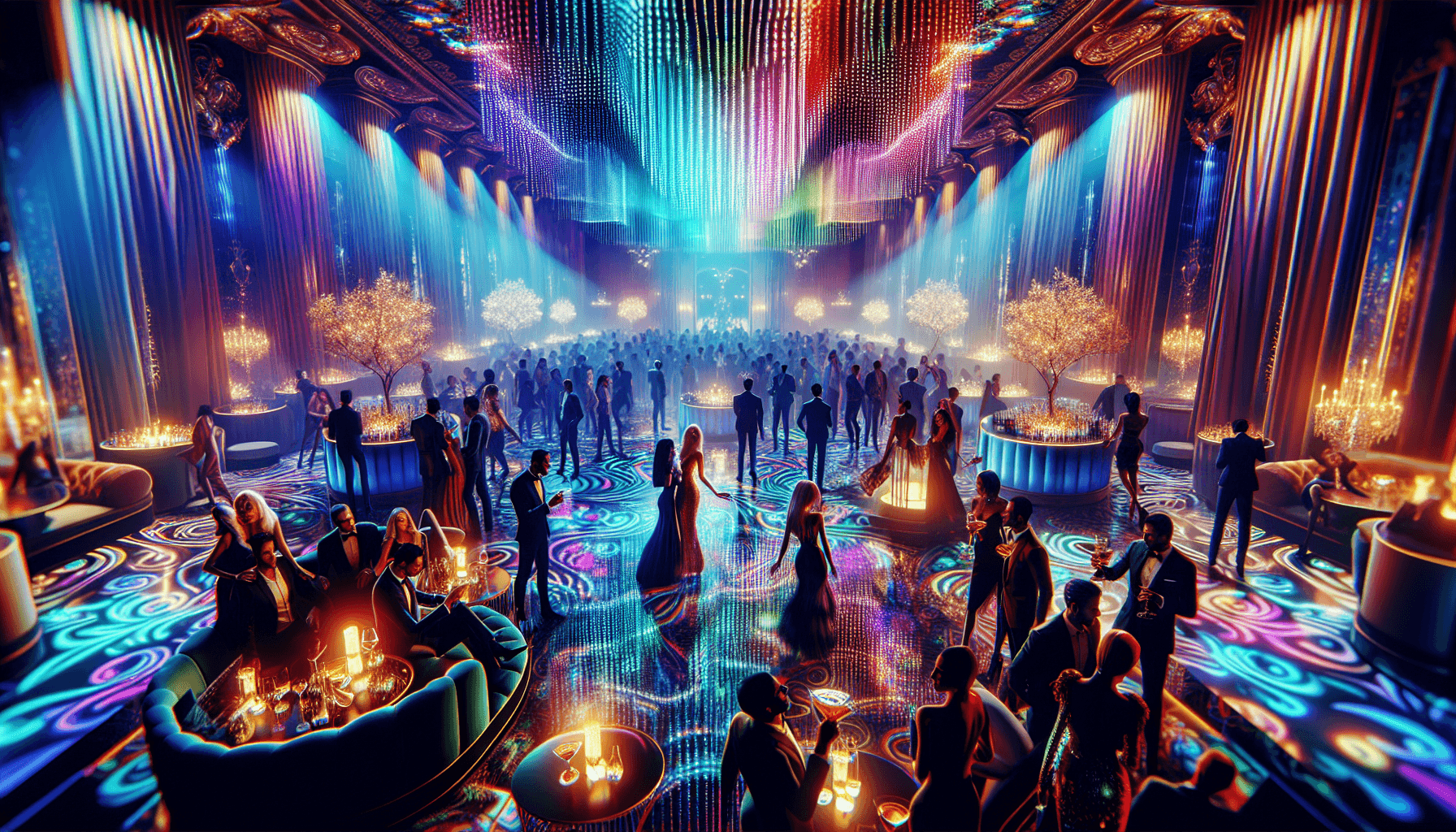 Evento nocturno exclusivo con luces vibrantes
